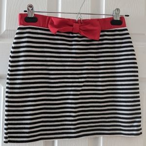 Chocolate Pinstripe Mini Skirt With Accent Bow